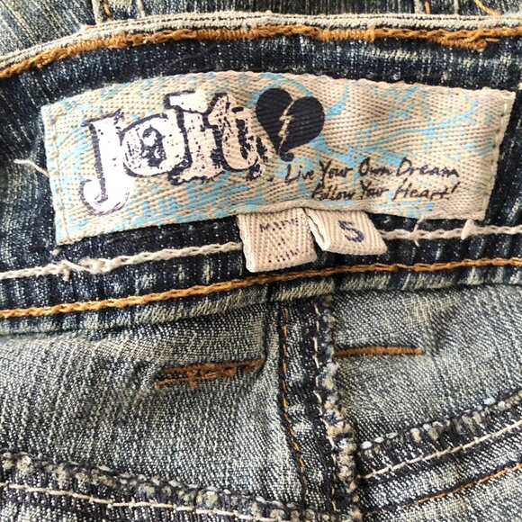 Vintage Low Rise Jeans Y2K Bootcut Blue Gold Lace Pockets Size 5/26 Jolt - Picture 10 of 10